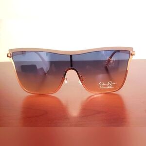 JESSICA SIMPSON Oversized Rose Gold Sunglasses One-piece Rose Lens